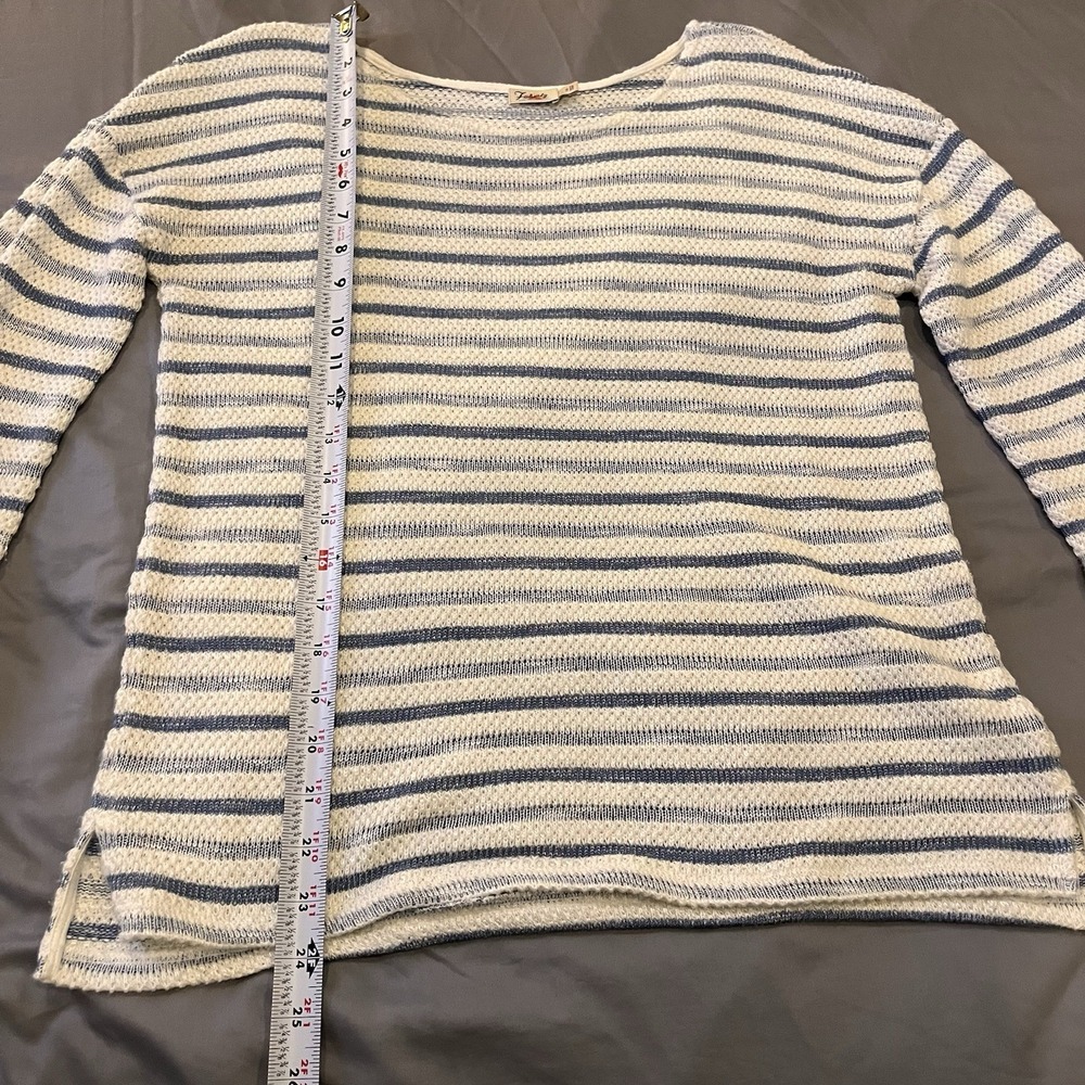 Faherty Striped 3/4 Sleeve Knit Textured Top Coastal Grandma Fisherman Women S - Picture 4 of 7